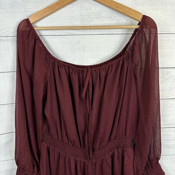 Charles Henry Womens size XL Metallic Off the Shoulder Long Sleeve Mini Dress - Picture 7 of 15